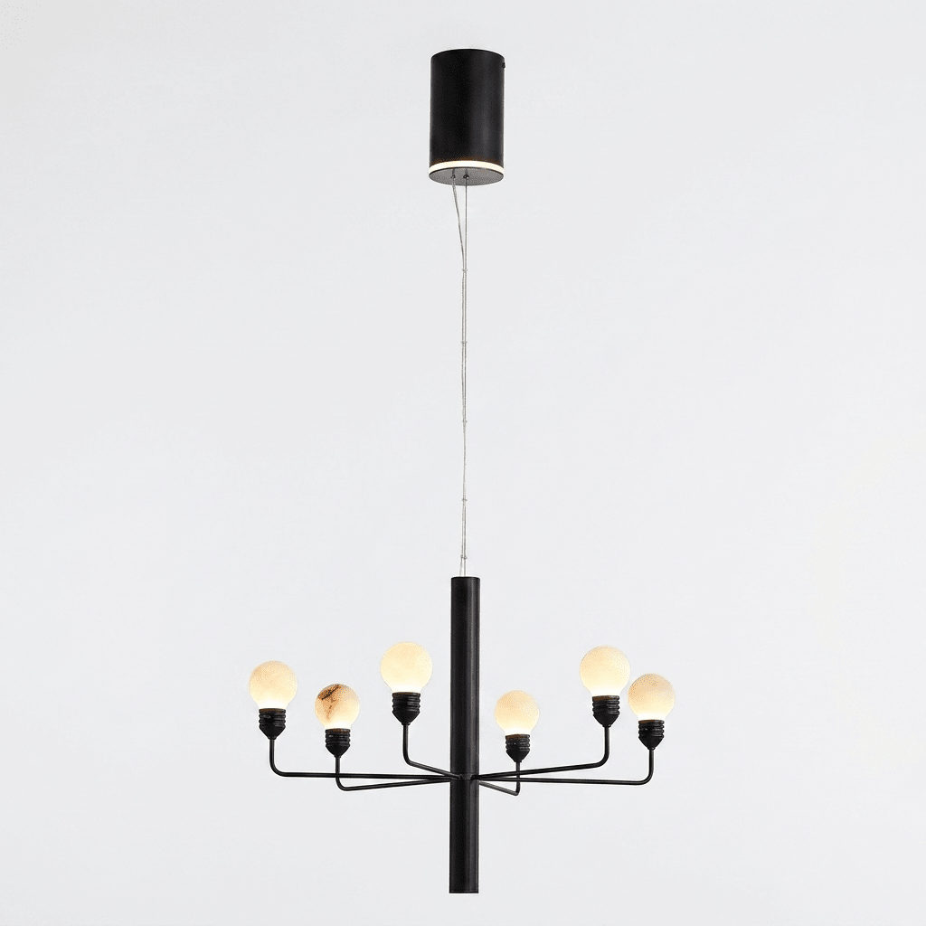 Raggiera Tiered Alabaster Globe Chandelier by Bling Lighting Studio