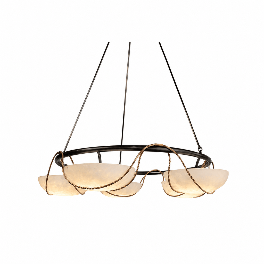 Alabaster Bowl Ring Chandelier by Bling Lighting Studio