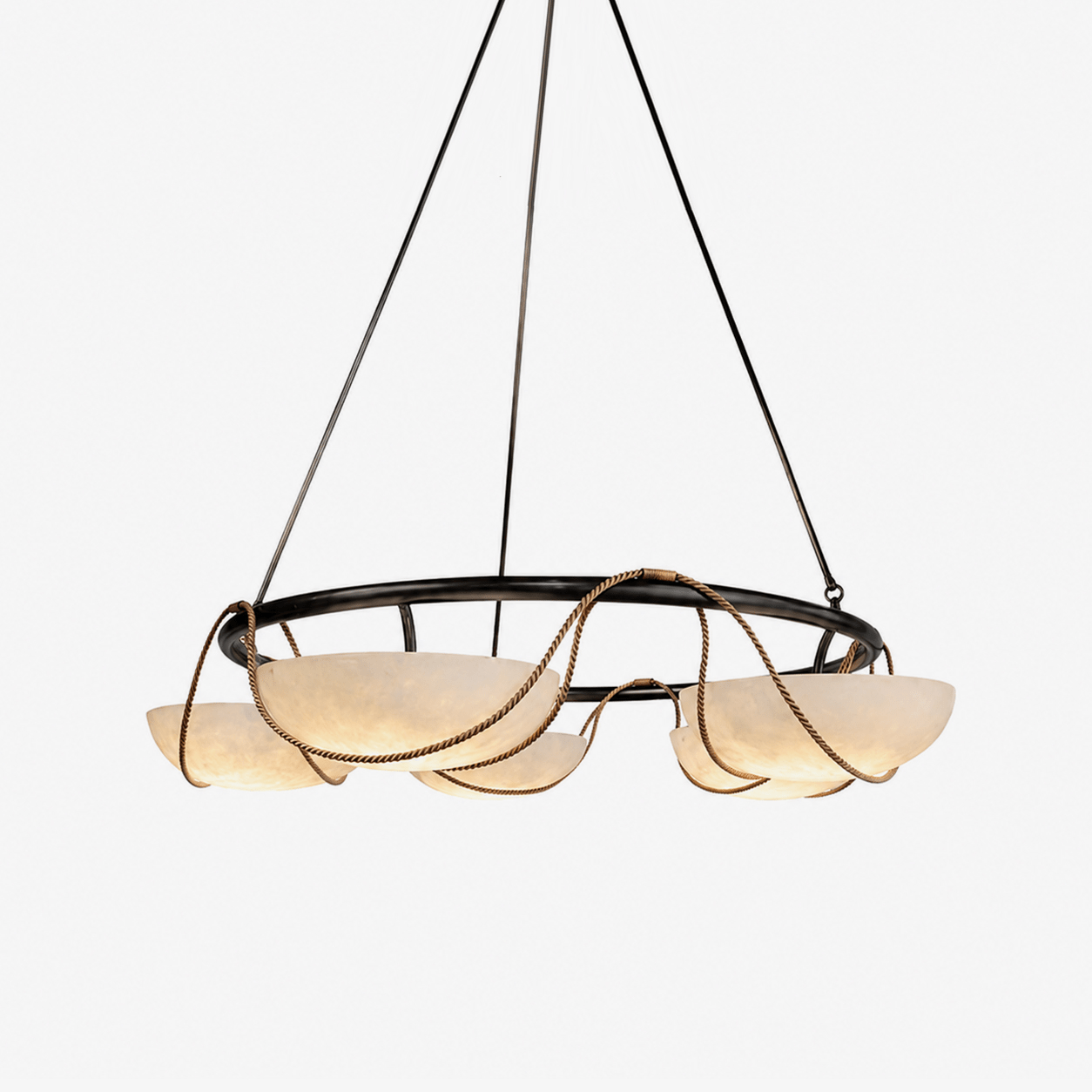 Alabaster Bowl Ring Chandelier by Bling Lighting Studio