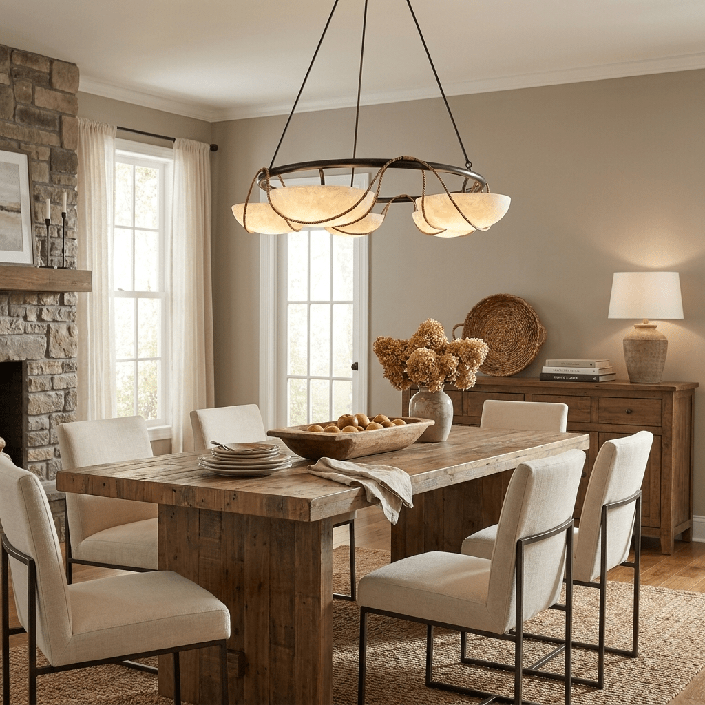 Alabaster Bowl Ring Chandelier by Bling Lighting Studio
