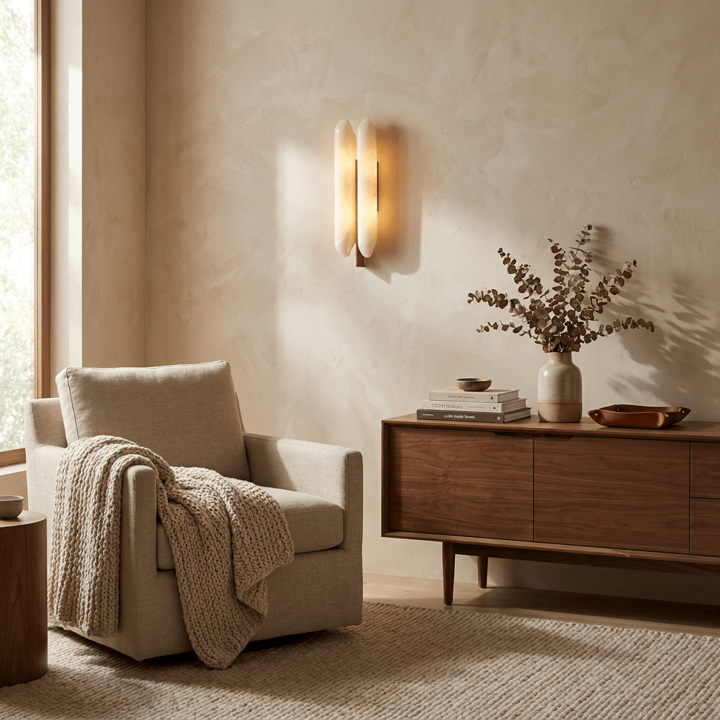 Husk Alabaster Wall Sconce by Bling Lighting Studio