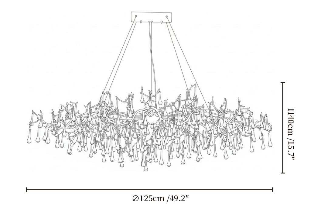 Designer Colorful Raindrop Brass Branch Chandelier