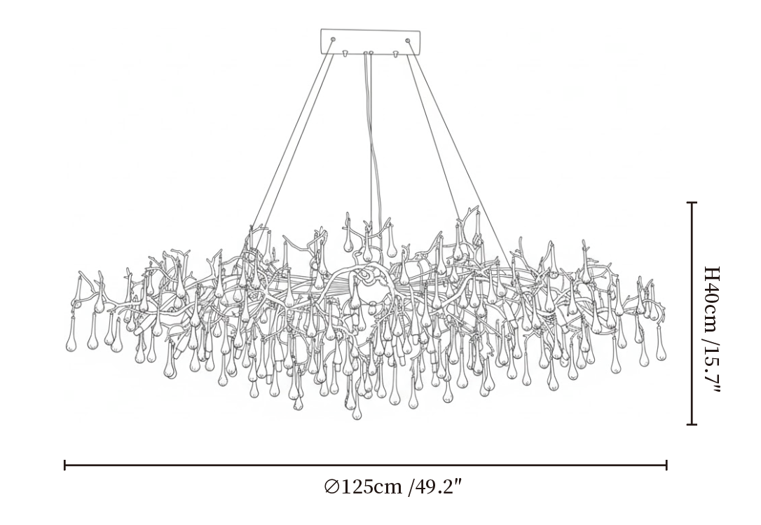 Designer Colorful Raindrop Brass Branch Chandelier