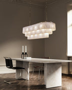 Stairwell Luxury Modern LED High Ceiling Large Alabaster Chandelier