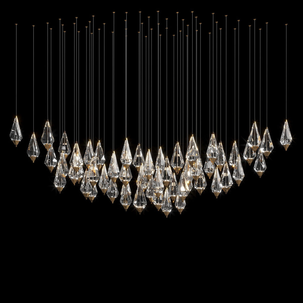 Crystal Teardrop Cascade Chandelier chandelier in a tall interior