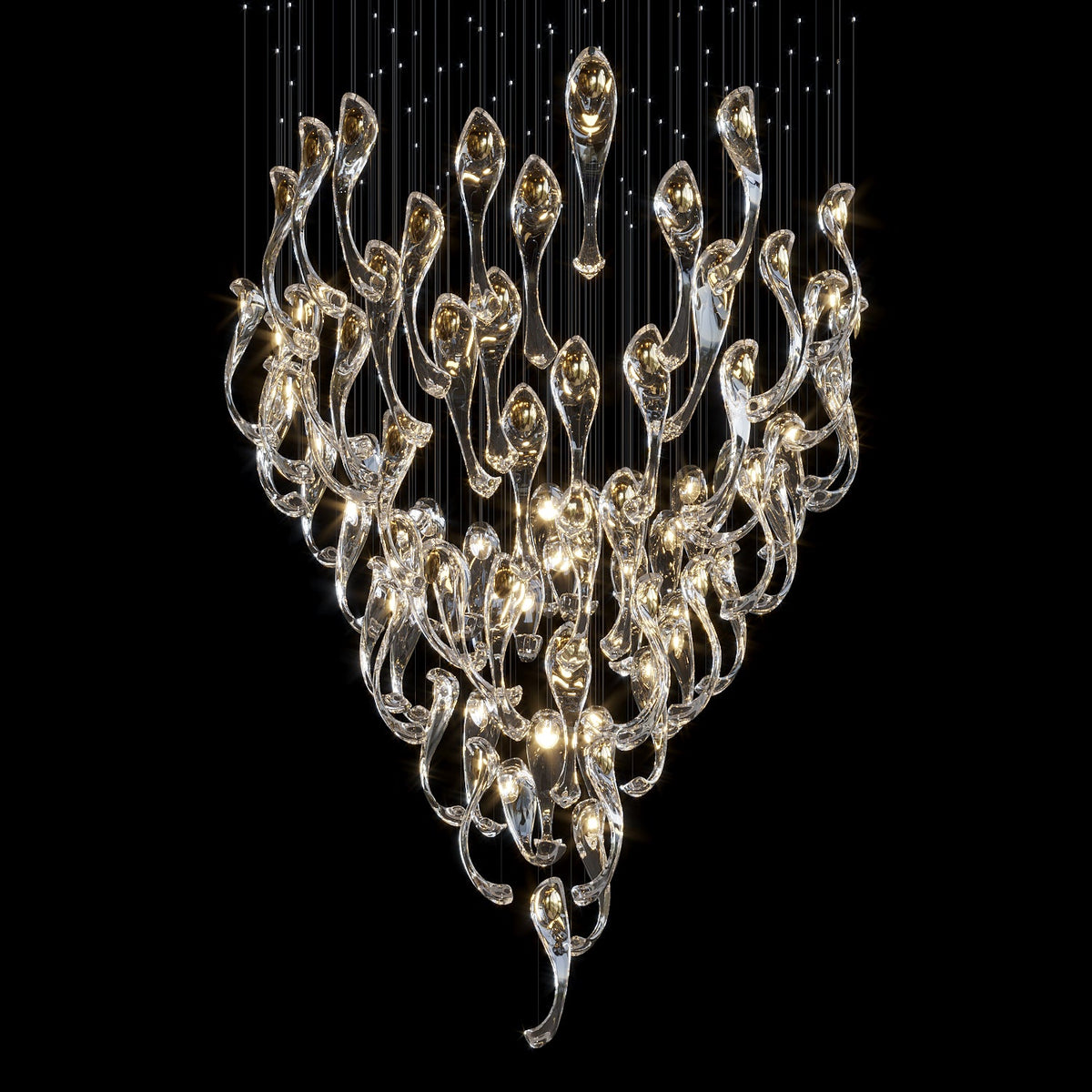 Clear Tendril Pond Chandelier chandelier in a tall interior