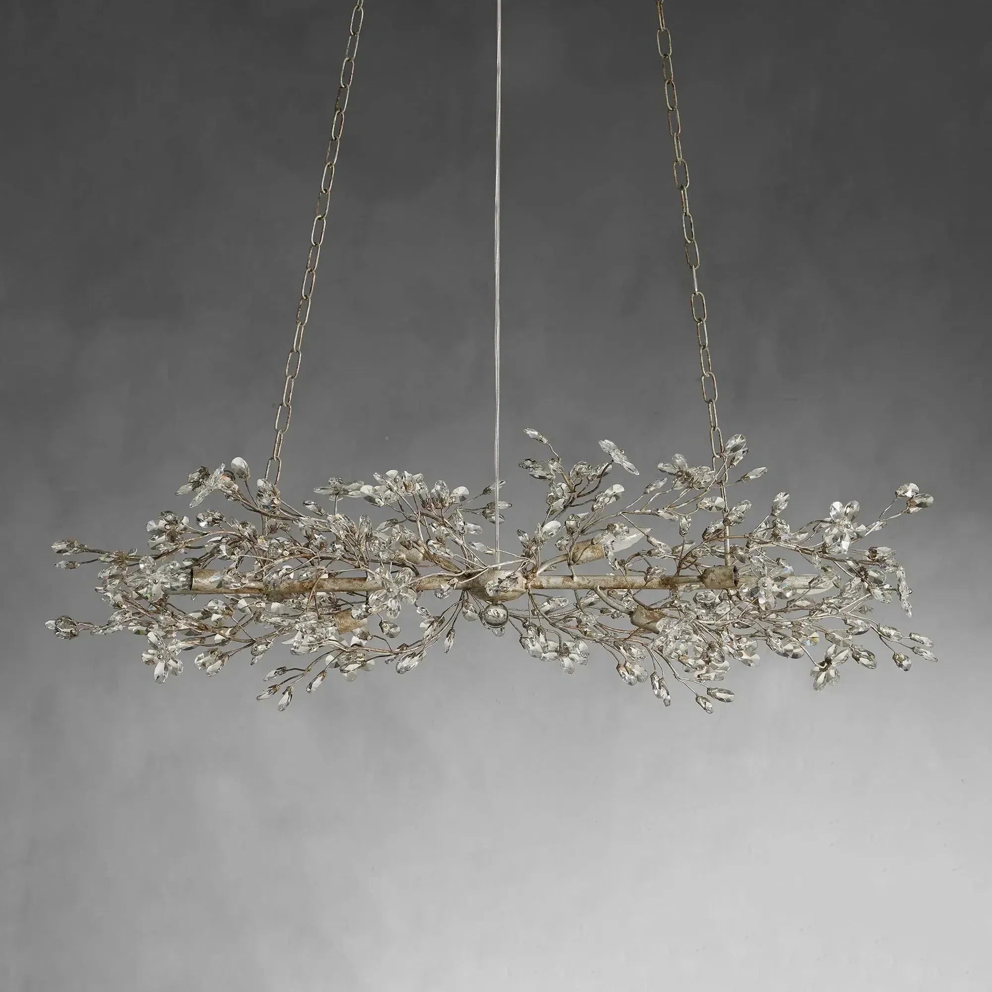 Crystal Flowers Fiore Linear Chandelier by Bling Lighting Studio