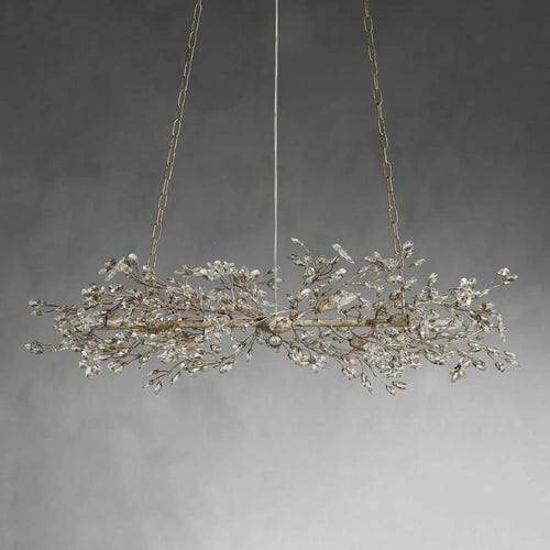 Crystal Flowers Fiore Linear Chandelier by Bling Lighting Studio