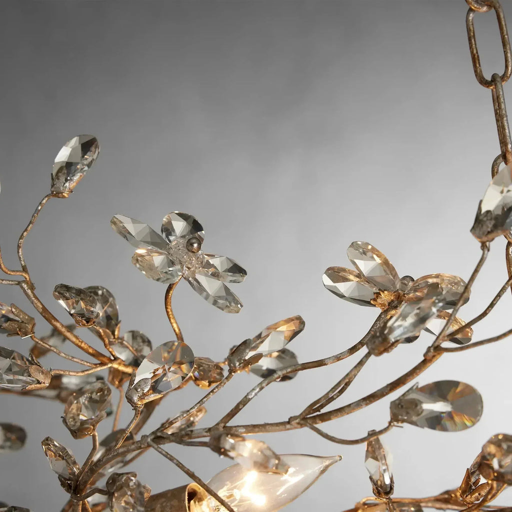 Crystal Flowers Fiore Linear Chandelier by Bling Lighting Studio