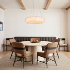 Premium 24-47 Inch Round Clear Geode Quartz Crystal Ring Pendant Light Modern Chandelier for Living Room product image