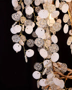Modern Unique Artistic Flower Brass Branch Semi-flush Mount Chandelier for Living Room/ Hallway/ Entryway/ Staircase by Bling Lighting Studio