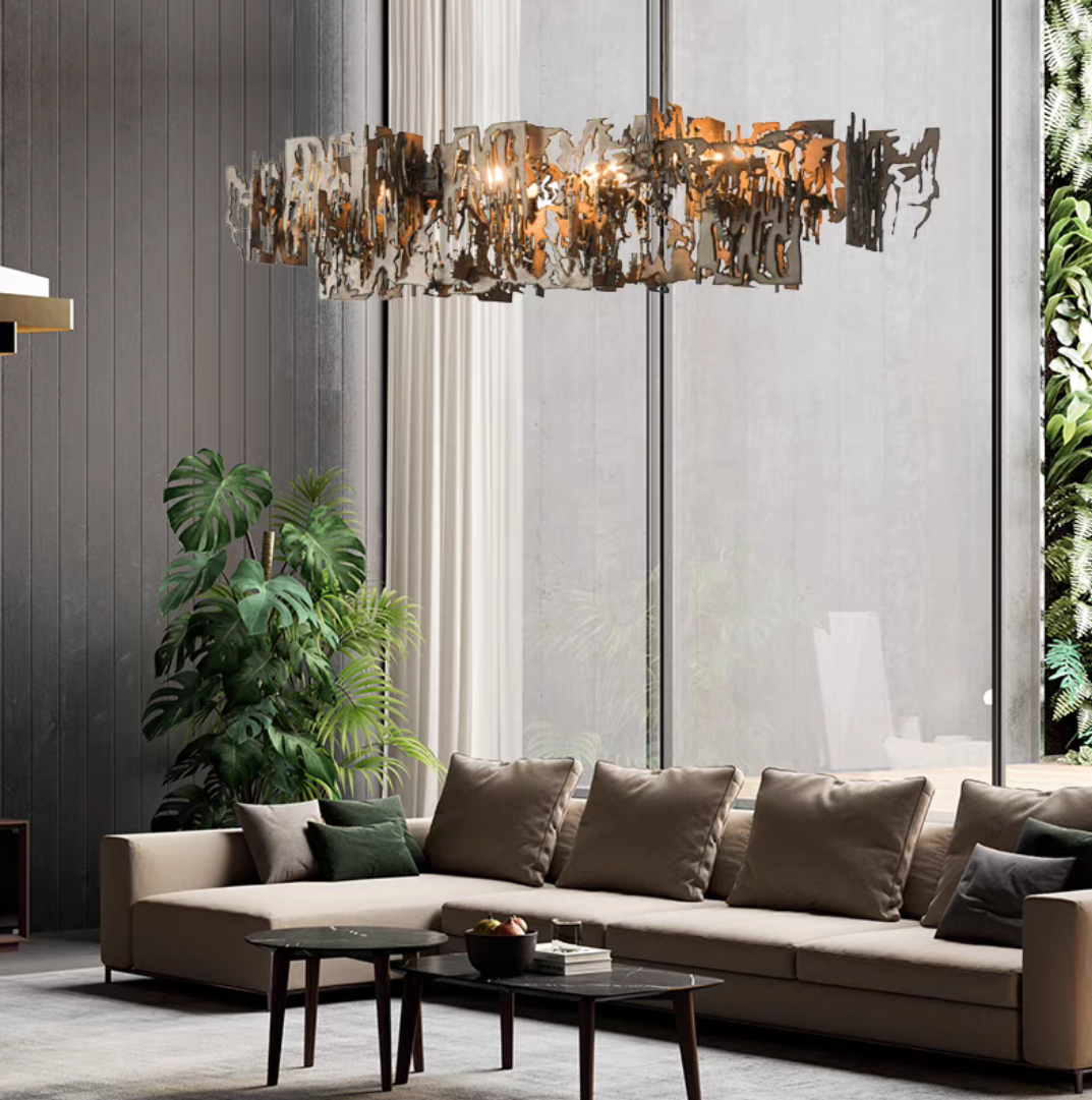 Oversize Post-modern Avant Art Irregular Metal Piece Chandelier for Living/Dining Room/Kitchen Island by Bling Lighting Studio
