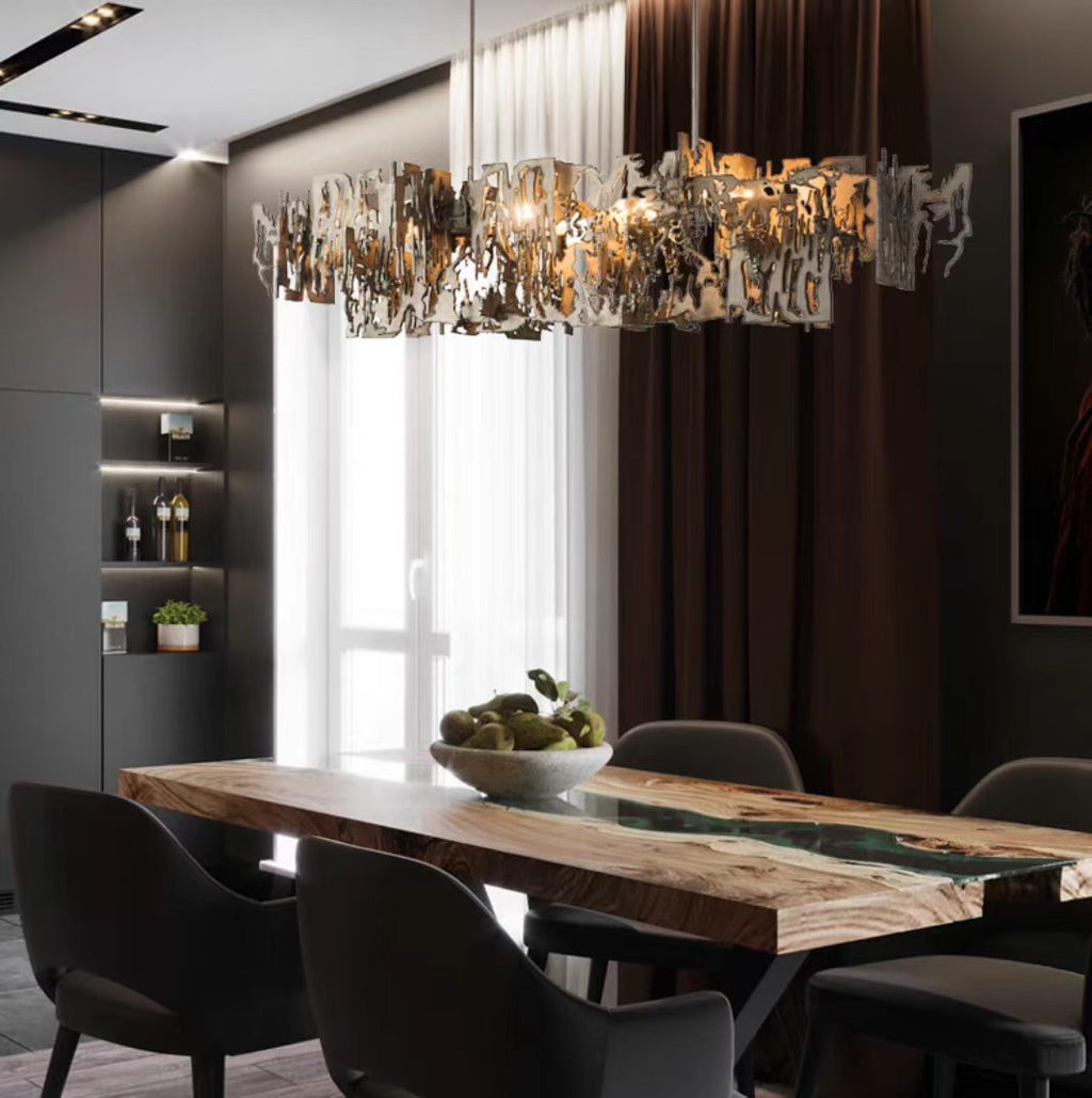 Oversize Post-modern Avant Art Irregular Metal Piece Chandelier for Living/Dining Room/Kitchen Island by Bling Lighting Studio
