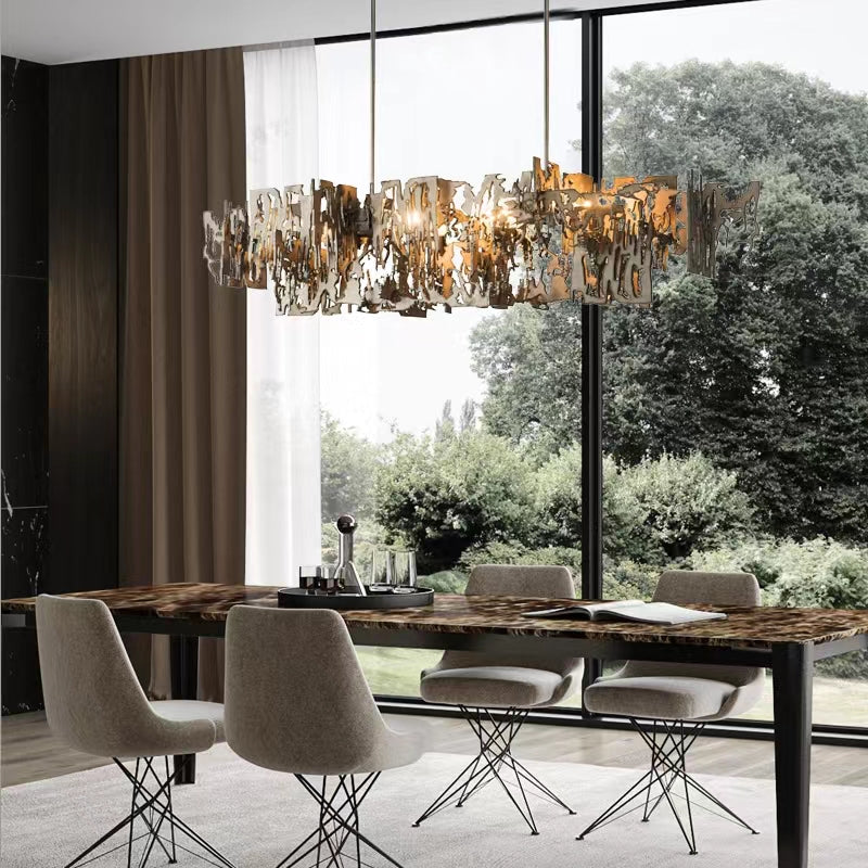 Oversize Post-modern Avant Art Irregular Metal Piece Chandelier for Living/Dining Room/Kitchen Island by Bling Lighting Studio