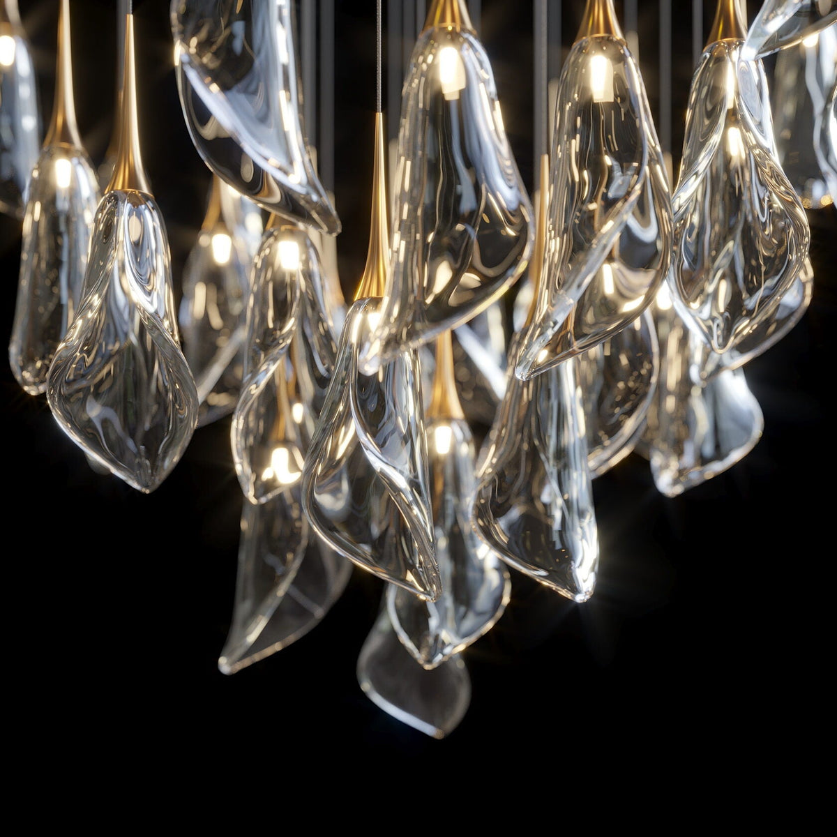 Crystal Petal Drop Chandelier chandelier in a tall interior