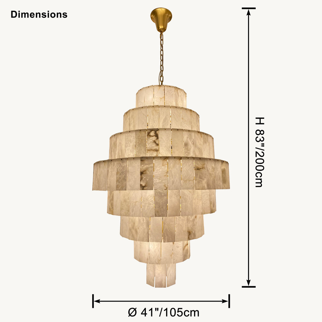 Giant Tiered Alabaster Foyer Chandelier