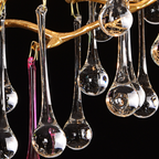 Avis Colorful Crystal Rain Aluminum Branch Chandelier by Bling Lighting Studio