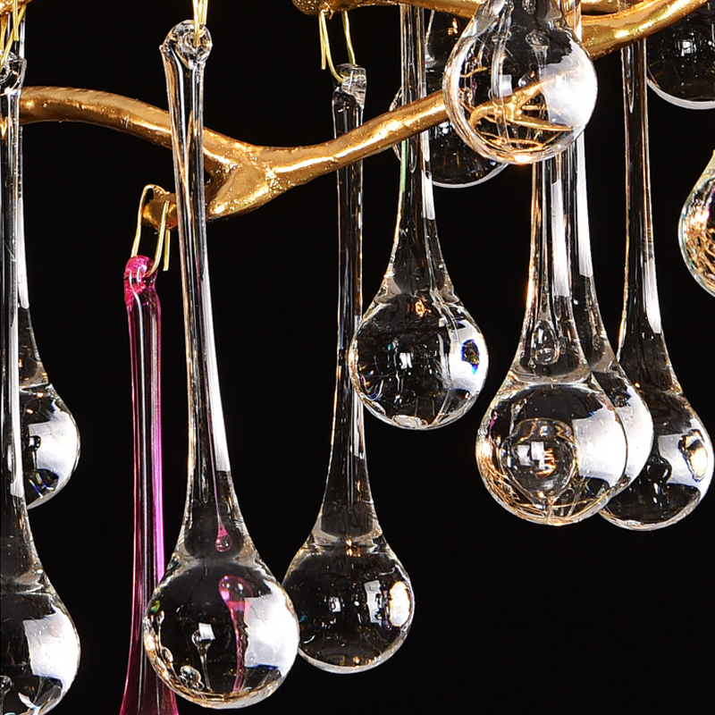 Avis Colorful Crystal Rain Aluminum Branch Chandelier by Bling Lighting Studio