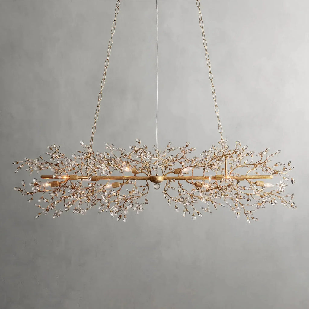 Crystal Flowers Fiore Linear Chandelier by Bling Lighting Studio