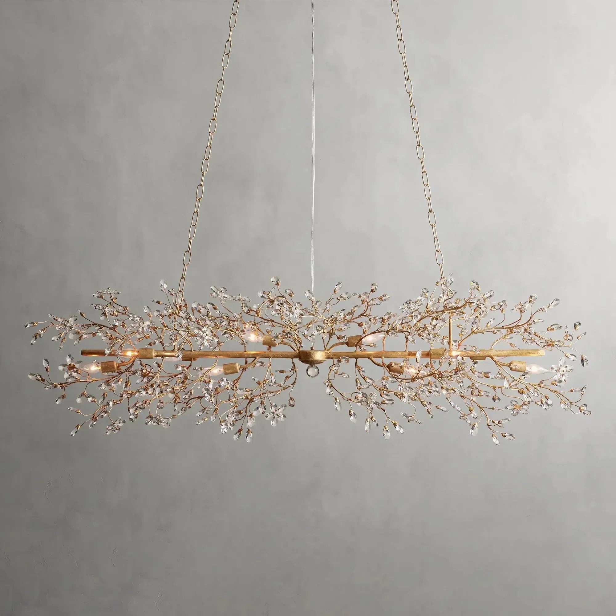 Crystal Flowers Fiore Linear Chandelier by Bling Lighting Studio