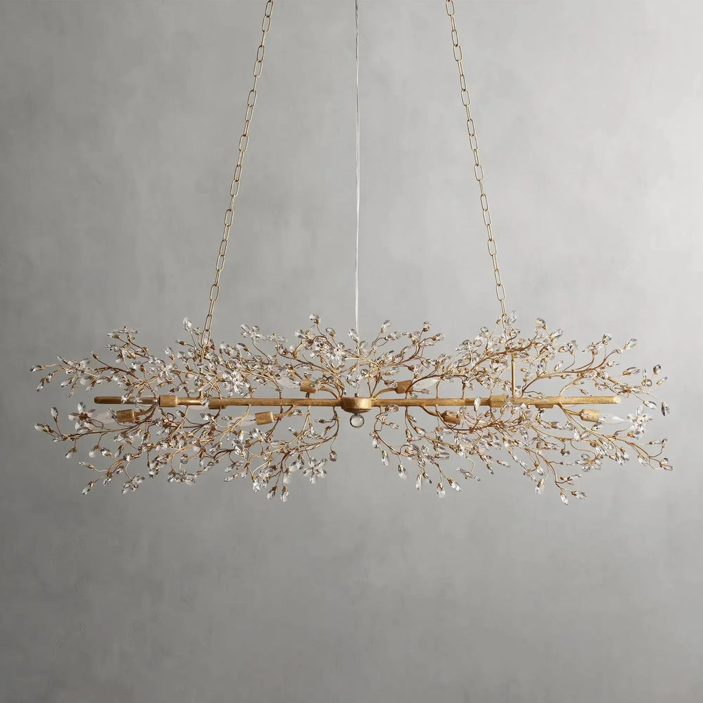 Crystal Flowers Fiore Linear Chandelier by Bling Lighting Studio