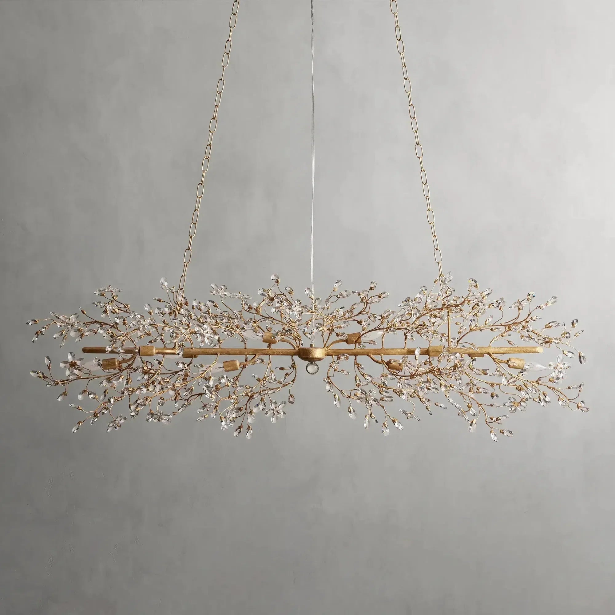 Crystal Flowers Fiore Linear Chandelier by Bling Lighting Studio