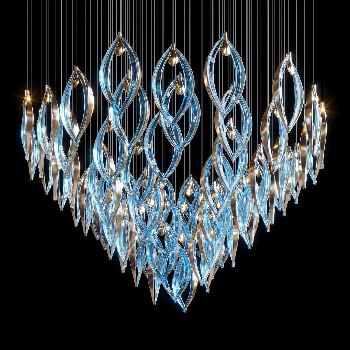 Crystal Petal Pod Chandelier chandelier in a tall interior