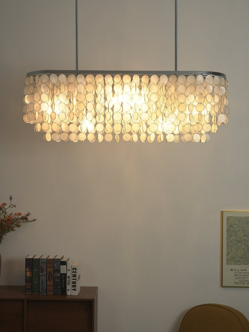 Liora Shell Linear Chandelier by Bling Lighting Studio