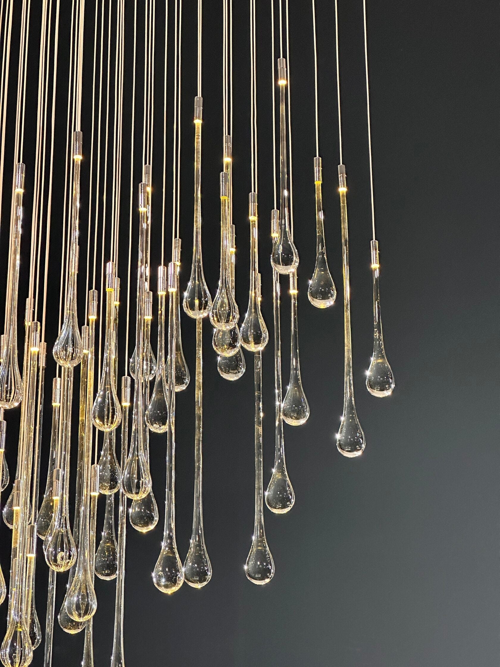Crystal Teardrop Tube Rain Chandelier