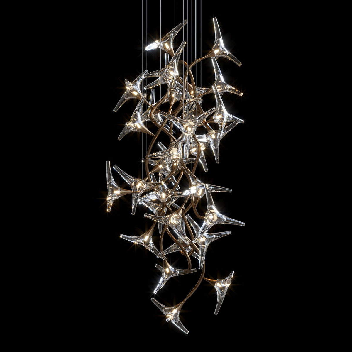 Crystal Star Vine Chandelier chandelier in a tall interior
