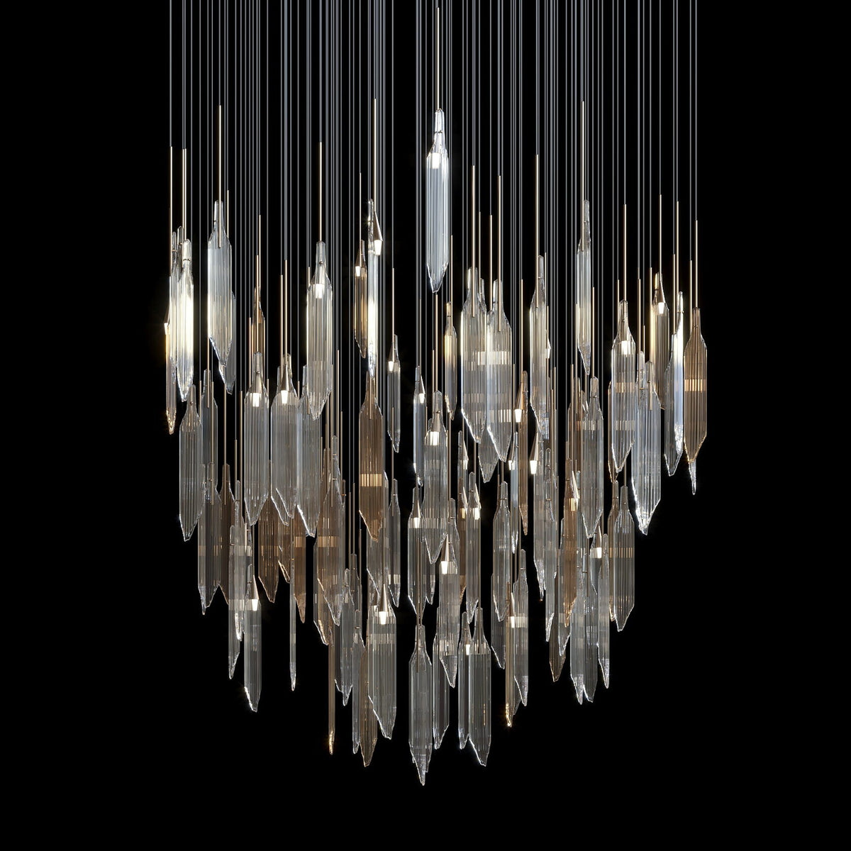 Crystal Icicle Rain Chandelier chandelier in a tall interior