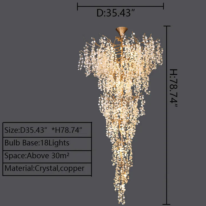 Modern Unique Artistic Flower Brass Branch Semi-flush Mount Chandelier for Living Room/ Hallway/ Entryway/ Staircase by Bling Lighting Studio