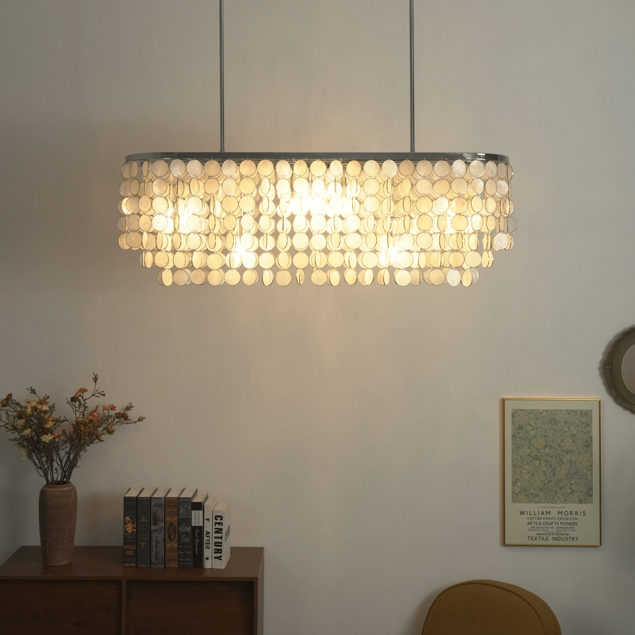 Liora Shell Linear Chandelier by Bling Lighting Studio