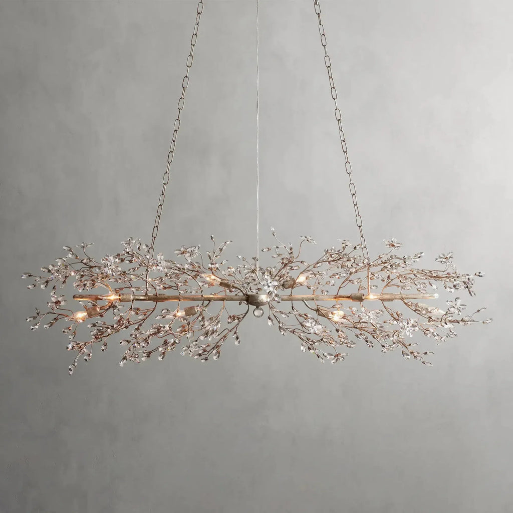 Crystal Flowers Fiore Linear Chandelier by Bling Lighting Studio