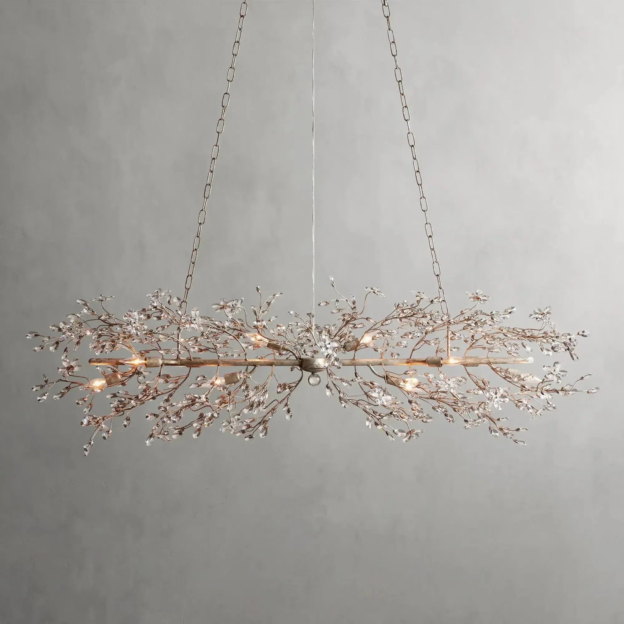 Crystal Flowers Fiore Linear Chandelier by Bling Lighting Studio