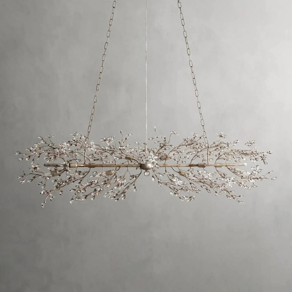 Crystal Flowers Fiore Linear Chandelier by Bling Lighting Studio