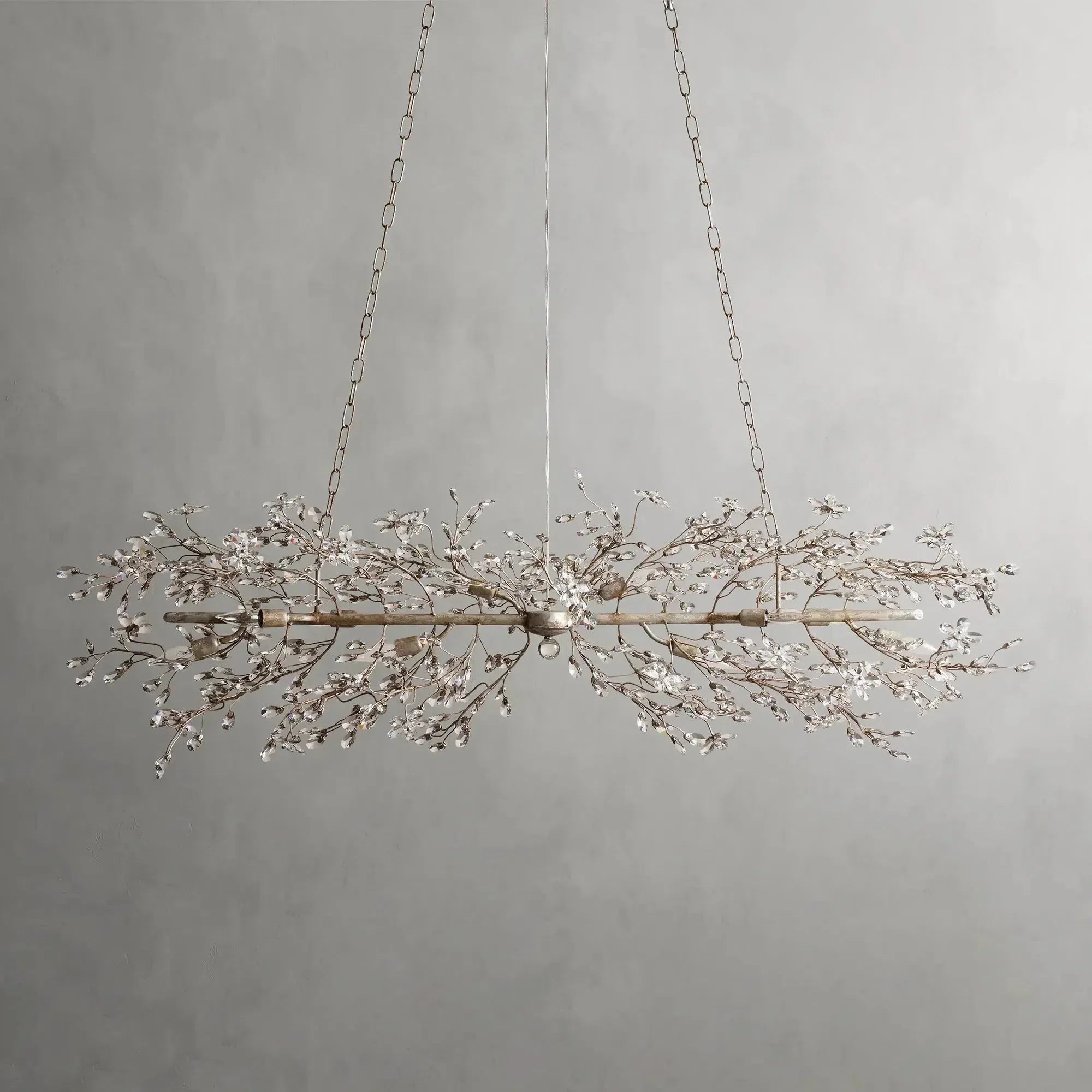 Crystal Flowers Fiore Linear Chandelier by Bling Lighting Studio