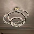 Muti-tier Crystal Ring Chandelier for High Ceiling