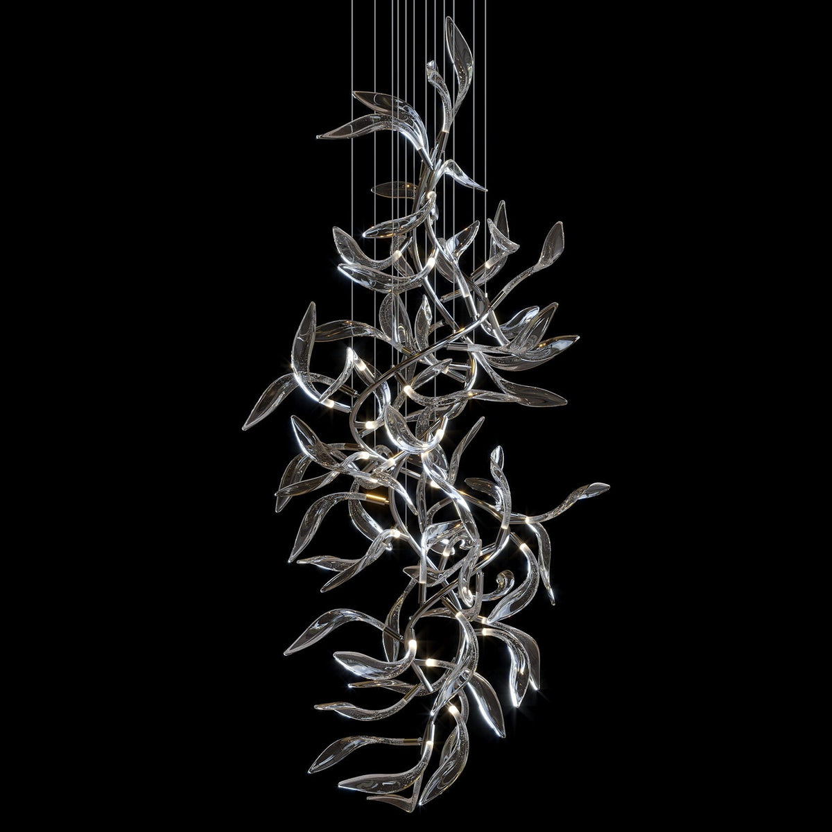 Amber Leaf Vine Chandelier chandelier in a tall interior
