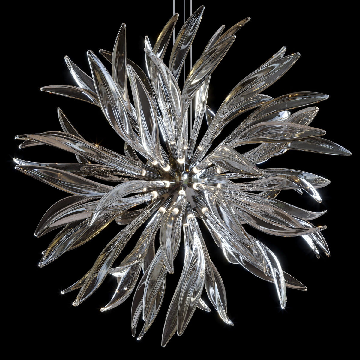 Smoke Palm Burst Chandelier chandelier in a tall interior