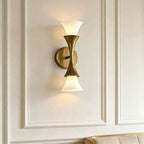Antique Brass Double Cone Glass Wall Sconce by Bling Lighting Studio