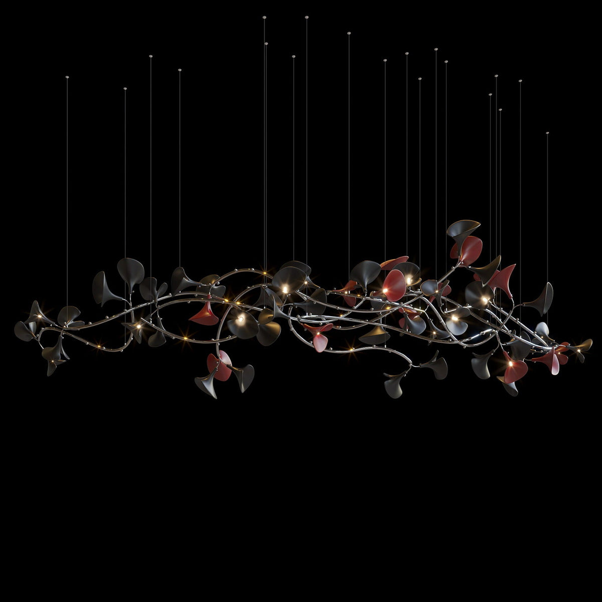 Monochrome Calla Vine Chandelier chandelier in a tall interior