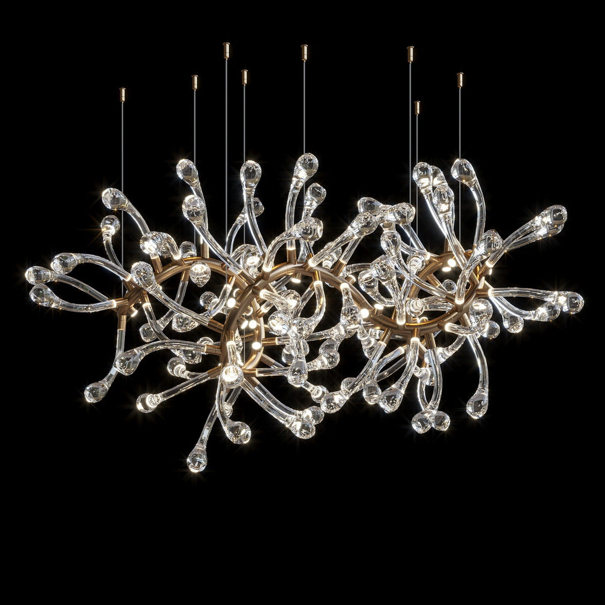 Crystal Tendril Vine Chandelier chandelier in a tall interior