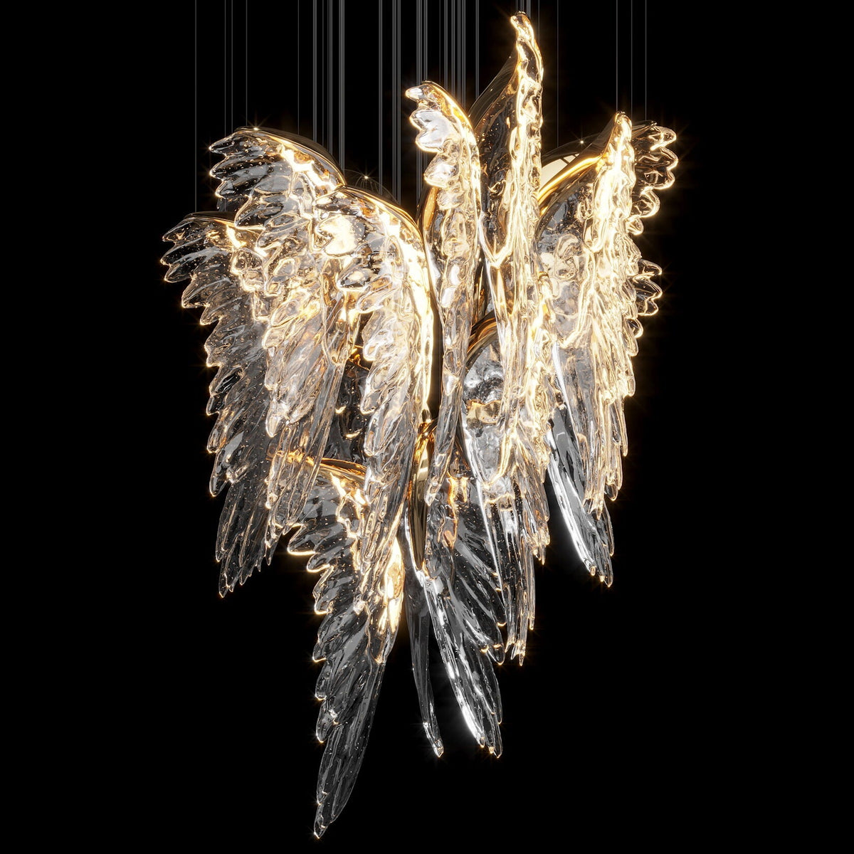 Crystal Angel Wing Chandelier chandelier in a tall interior