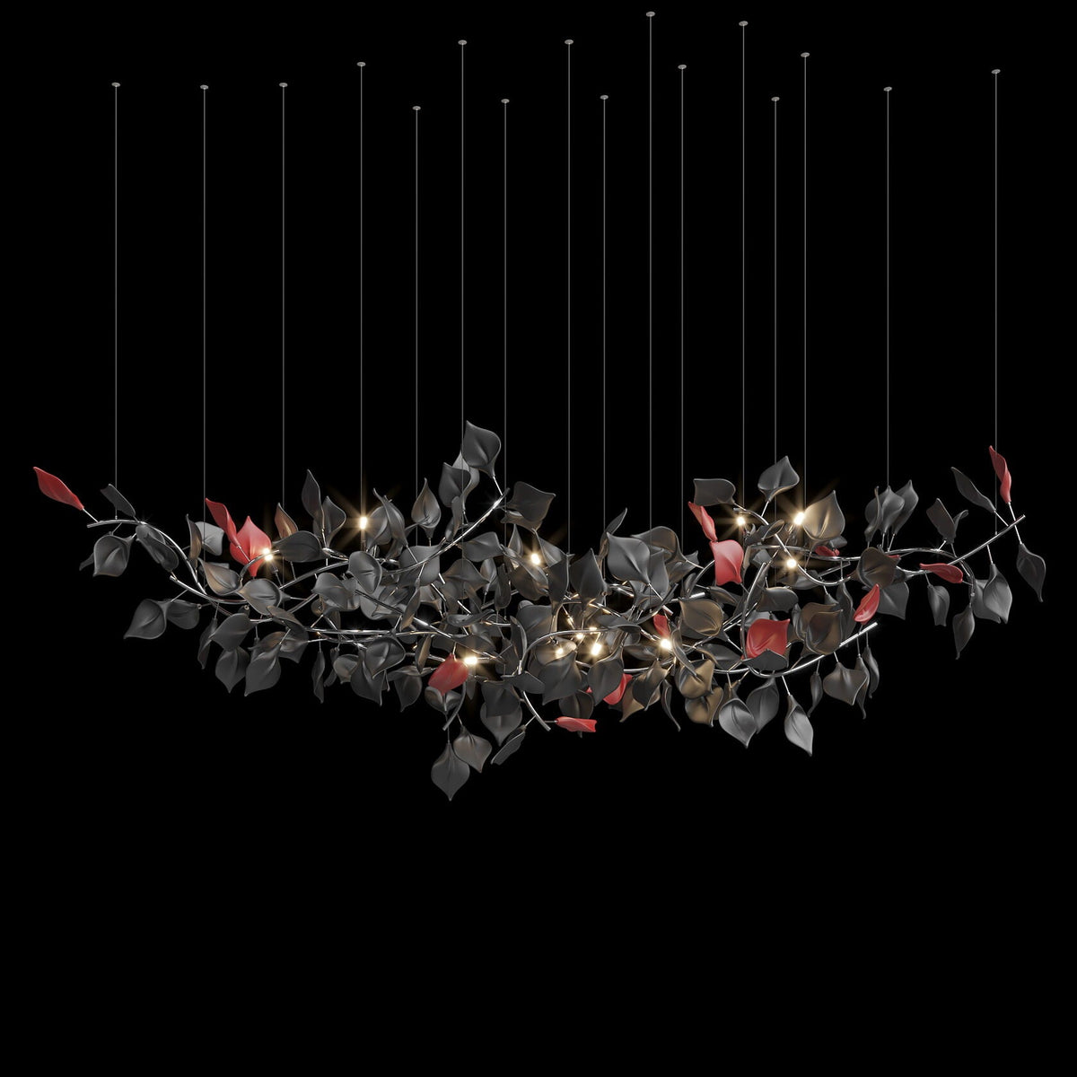 White Leaf Branch Chandelier chandelier in a tall interior