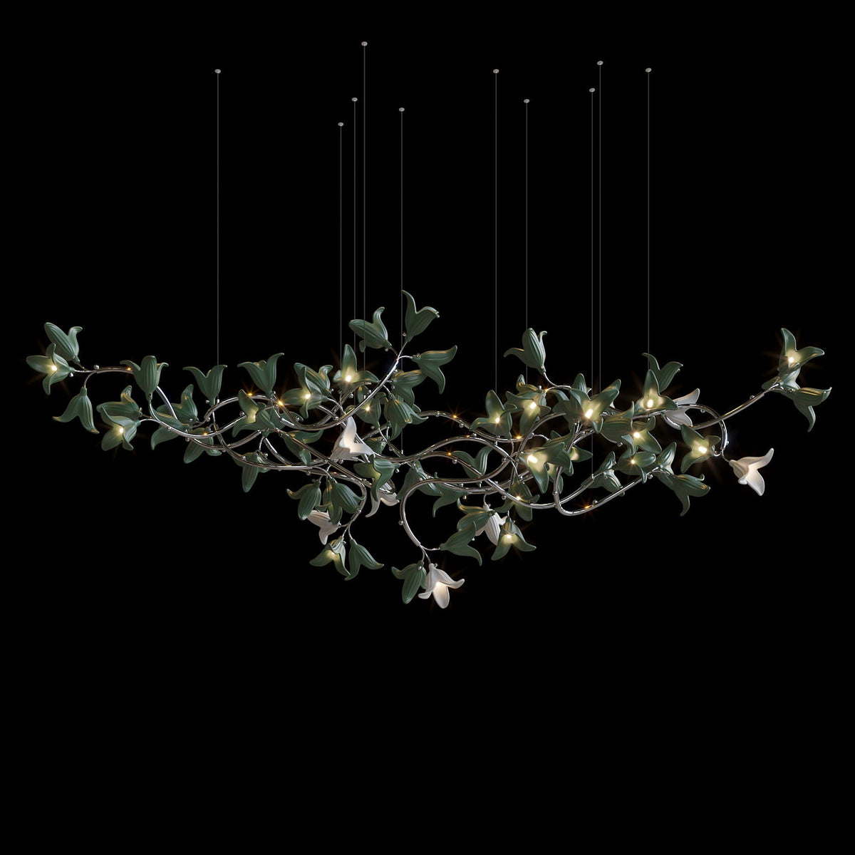 Violet Bell Vine Chandelier chandelier in a tall interior