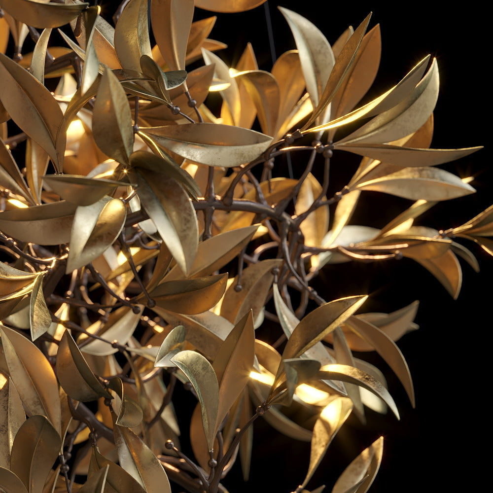 Gold Olive Vine Chandelier chandelier in a tall interior