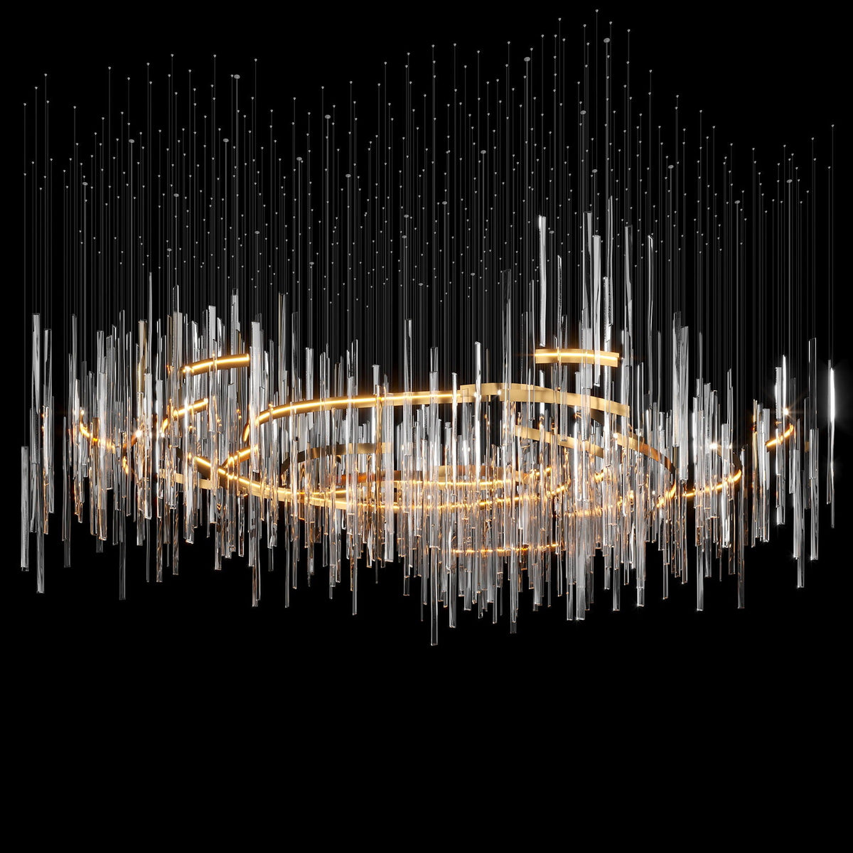 Crystal Rain Halo Chandelier chandelier in a tall interior