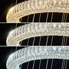6 Ring Crystal Modern Stairway Lighting for high ceiling staircase and foyer lighting