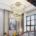 6 Tier Crystal Ring Chandelier for High Ceiling for high ceiling staircase and foyer lighting